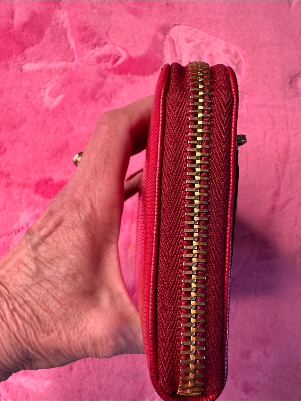 Prada Red Epi Leather Zip Continental Wallet Gold Hardware Box & COA - Picture 5 of 8